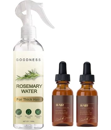 Rosemary Water Hair Spray For Hair Growth, Hairfall control 100ml with Hair Strengthens Oil 2x30ml – Set of 3 Items