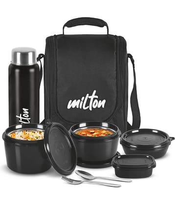 Milton PRO LUNCH,BLACK Stainless Steel Lunch Box 5 - Container ( Pack of 1 )
