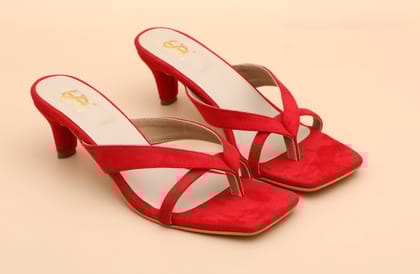 Red Sleek Kitten heels-35