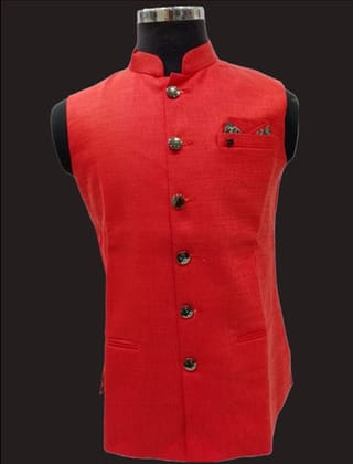 Mens Orange Plain Waistcoat-1505/10 / Orange / 36