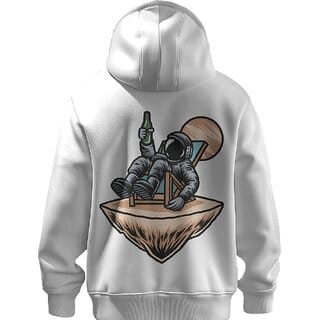 BULL CLOTHING Astronaut Chilling Graphic White Hoodie  60 Cotton 40 Poly  280 GSM  Unisex Casual Sweatshirt (XL)