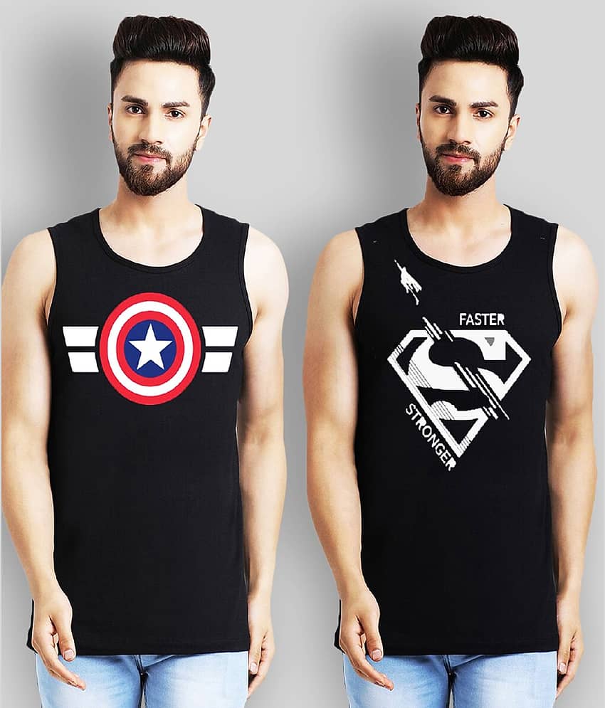 Leotude Pack of 2 Cotton Regular Fit Men's T-Shirt ( Black )