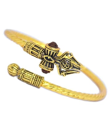 Rudradivine Designer Golden Oxidized Shiva Trishul Rudraksha Damru Kada Bracelet Bangle for Men and Boys Gold Trishul Damroo Designer Kada Bracelet Bangle for Women and Men (Flexible) - None