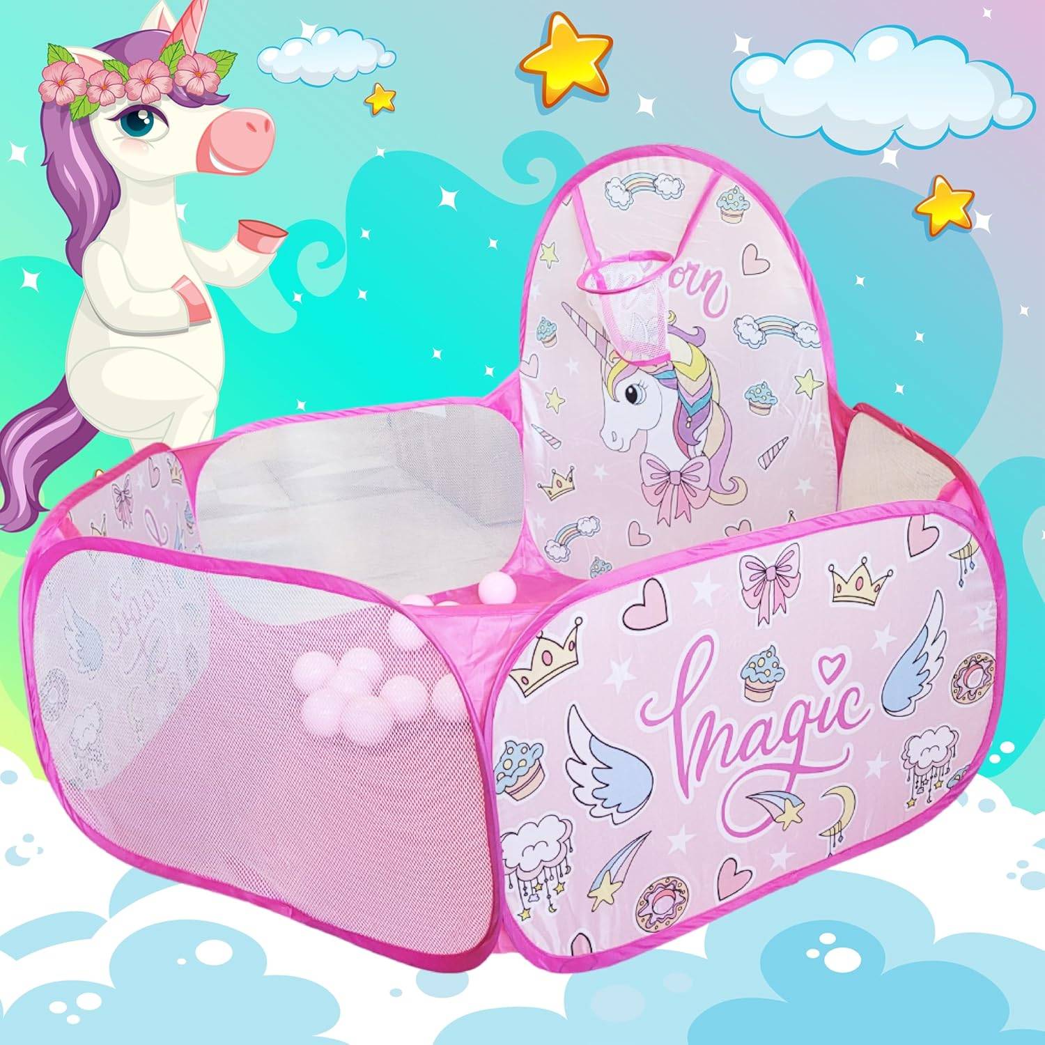 PlayMagic Unicorn Theme Ball Pool with 30 Balls