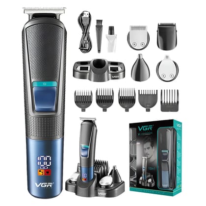 VGR V-108 Professional 10-in-1 Mens Grooming Kit with Led Display