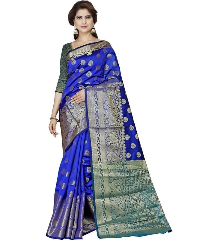 Women's Jacquard Woven Saree With Unstitched Blouse 5.5Mtr (Multicolor)-PID54523
