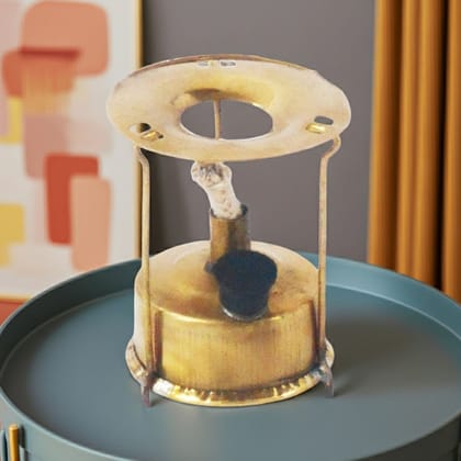 Brass Oil Burner Miniature Toy | Decorative Mini Oil Stove, Height : 2.5 Inch (ZMAS354 C)