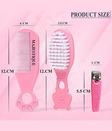 Majestique Baby Hair Brush Comb and Nail Cutter Set for Newborns Hair Grooming Set - 3Pcs/Blue