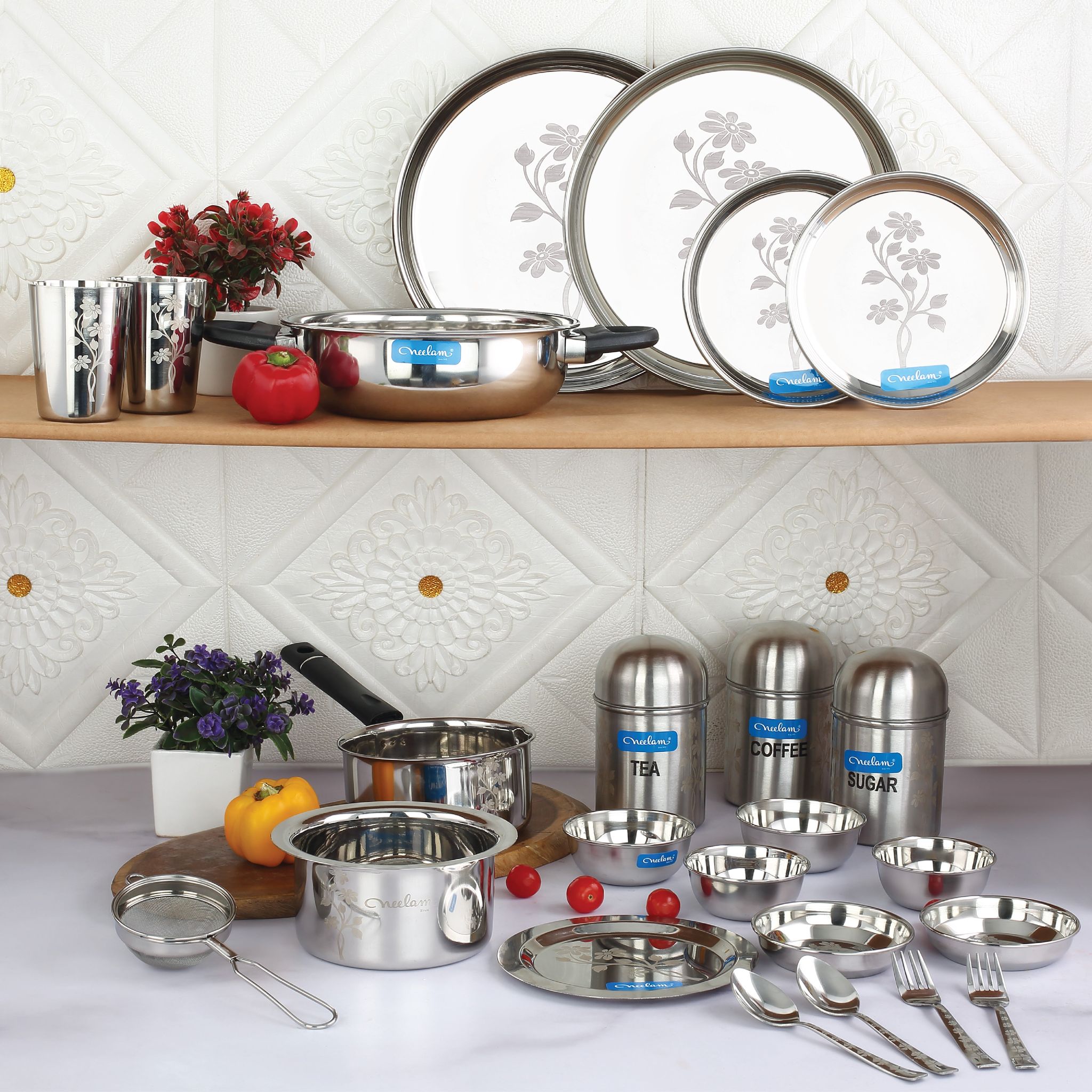 Jodi Dine & Cook 24 Pcs Stainless Steel Dinner Set-Laser Etching / 24