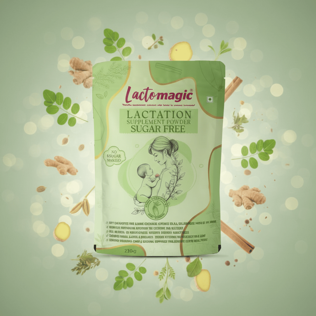 LACTOMAGIC Lactation Supplement Powder - To Increase Mother's Breast Milk Supply With Power Of Satavari, Fenugreek (Sugar-Free) For Healthy Baby, 250 gm