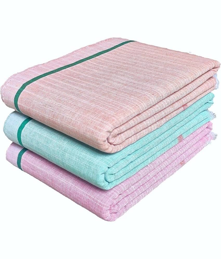 Mk weaves Pack of 3 Cotton Below 300 -GSM Bath Towel ( Multicolor )