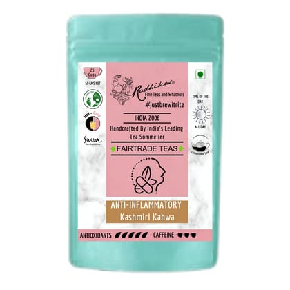 ANTI-INFLAMMATORY Almond Kashmiri Kahwa - Soothing Tea for Cold & Cough Relief (50 gm - Makes 25 Cups of Tea) by M/S RADHIKAS FINE TEAS AND WHATNOTS
