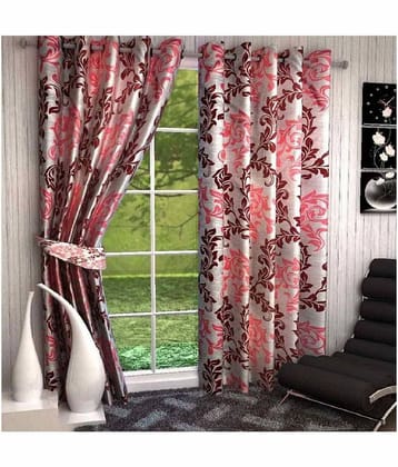 Tanishka Fabs Semi-Transparent Curtain 7 ft ( Pack of 2 ) - Brown