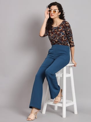 Floral Cotton Top - Brown-S