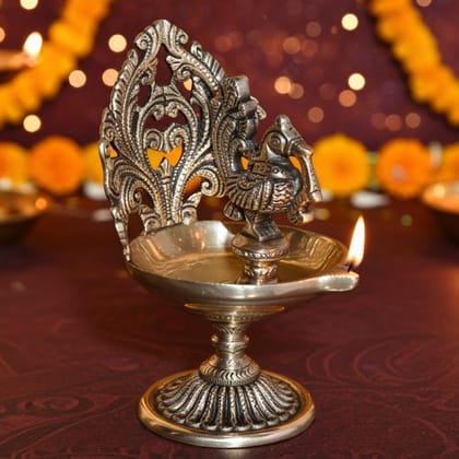 Brass Cock [Murga] Oill Lamp Deepak  - Artistic Brass Deepak for Home D�cor, Height : 6 Inch (BSMAS1196 A)