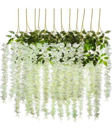 Green plant indoor - White Wild Artificial Flowers Bunch ( Pack of 12 )