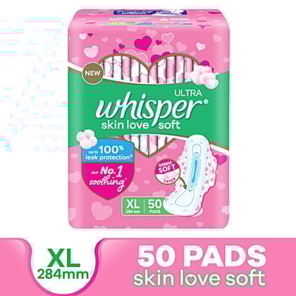 Whisper Ultra Soft Air Fresh Sanitary Pads - With Wider & Longer Back, XL, 50 pcs