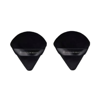 BUNGALOW BEAUTY Triangle Powder Puff Set of 2 Powder Puffs for Face Powder | Triangle Powder Puff for Loose and Cosmetic Foundation | Makeup Puff for Contouring | Cloud Kiss Makeup Sponges | Beauty Makeup Tools