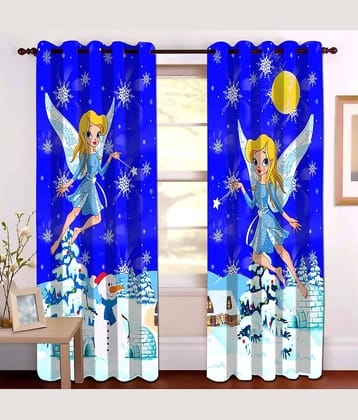 Sai Arpan Graphic Room Darkening Eyelet Curtain 7 ft ( Pack of 1 ) - Multi Color