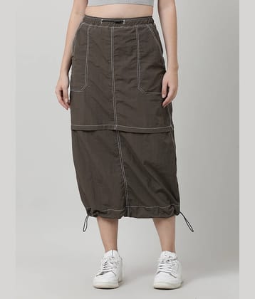 Bene Kleed Women Parachute Fit Midi Skirt with contrast Stitch