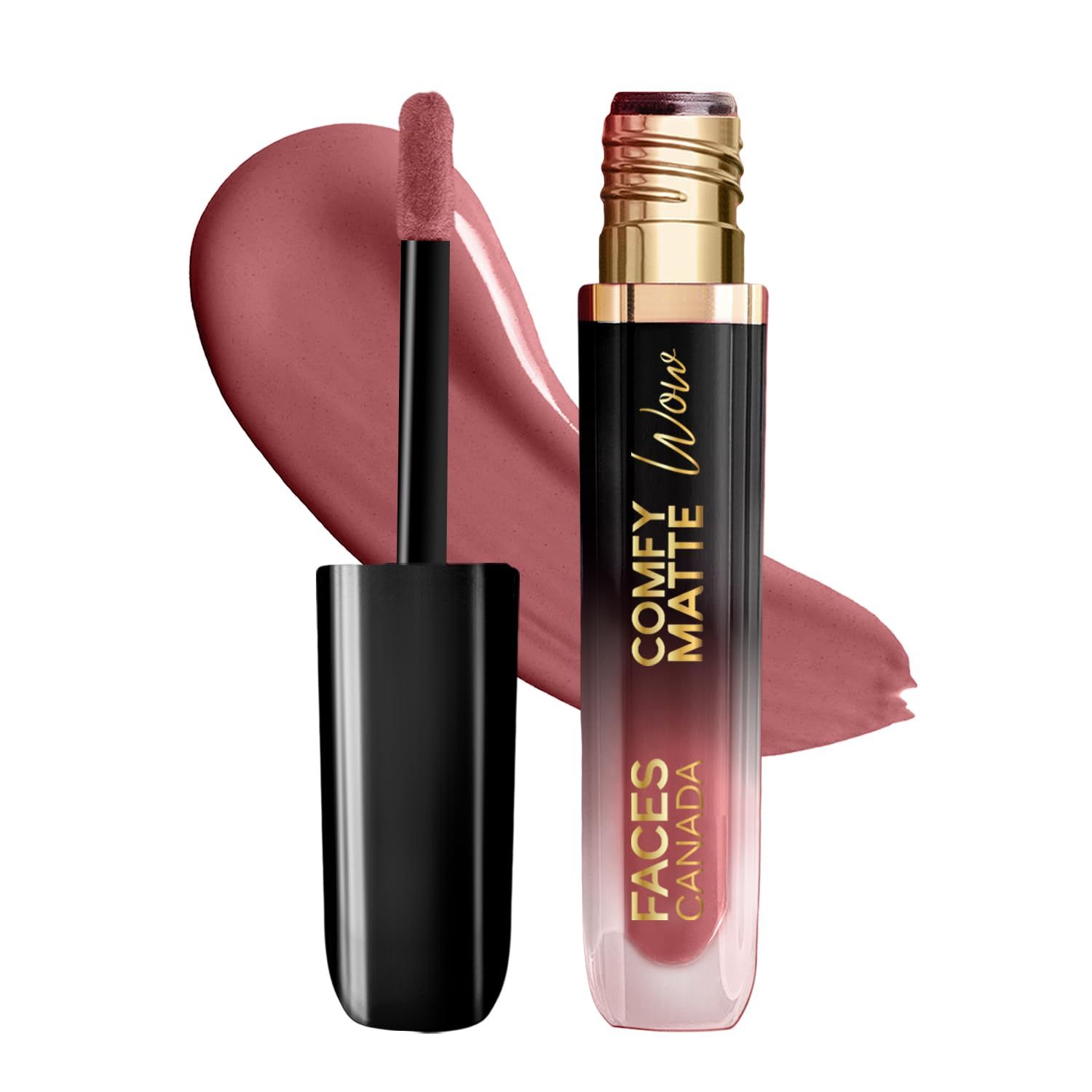 FACES CANADA Comfy Matte Wow Liquid Lipstick - Tea Rose 12 (Brown) 3.8ml | One Swipe Application | Highly Pigmented | Comfortable Wear | Glides Smoothly | Long Lasting | Transferproof, Smudgeproof & Waterproof FACES CANADA Comfy Matte Wow Liquid Lipstick