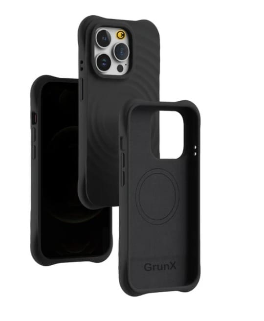 Wave - 3D Wave Pattern Liquid Silicon iPhone Case - Black iPhone 15