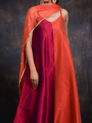 Banarasi Silk A line Suit Set-S