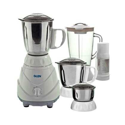 Mixer Grinder 750W 100% Copper Motor, 1 Transparent Jar, 3 Stainless Steel Jars, - White (4022 PLUS)