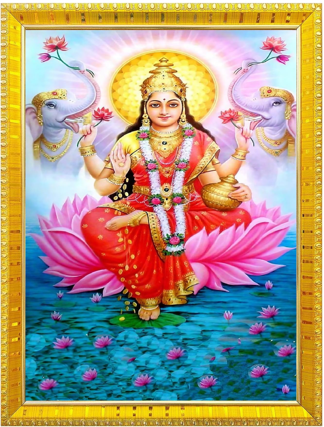 NOKKES Laxmi Devi Maa Mata Photo Frames Religious Photo frame 5X7 Inch Photo Frame_W2