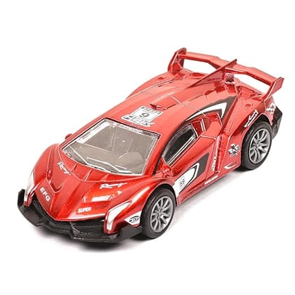 Braintastic Model Diecast Toy Vehicle Pull Back Friction Car With Openable Doors Light & Music for Kids Age 3+ Years (Motors7 Red)