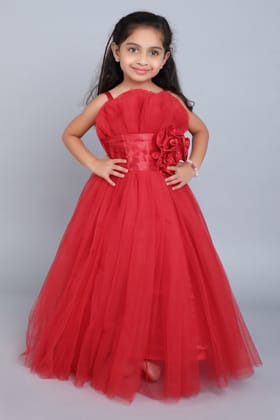 Ruffled Silhouette Party Gown-Red-2-3Y / Red