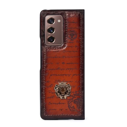 Samsung Galaxy Tan Darker Laser Design Metal Lion Fold Mobile Cover by Brune & Bareskin-Fold 2