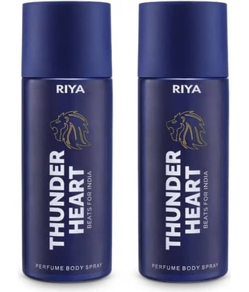Riya Thunderheart Blue 150ml Each Perfume Body Spray for Men ( Pack of 2 )
