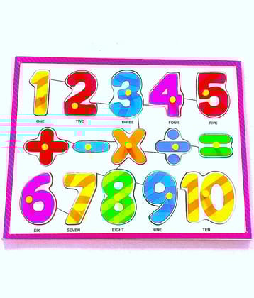 Peters Pence Wooden Multi-Color Educational Wooden Number Board with Mathematical Signs for Kids Pre Primary Education