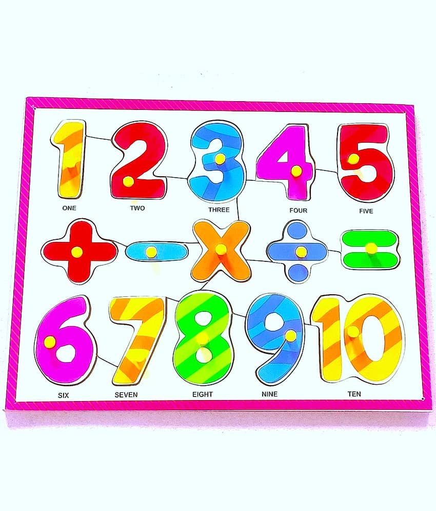 Peters Pence Wooden Multi-Color Educational Wooden Number Board with Mathematical Signs for Kids Pre Primary Education