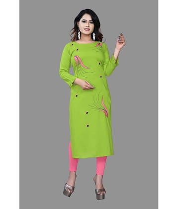 HAYA - Lime Green Rayon Women's Straight Kurti ( Pack of 1 )
