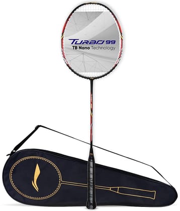 Li-Ning Turbo 99 Strung Carbon Fibre Badminton Racket With Free Full Cover, Black, Red