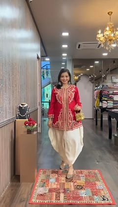 Designer Party Wear Look Top ,Dhoti Salwar And Dupatta