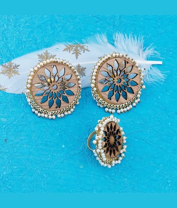 SILVER SHINE Stud Earring Set & Adjustable Finger Ring With Earring For Women Girl