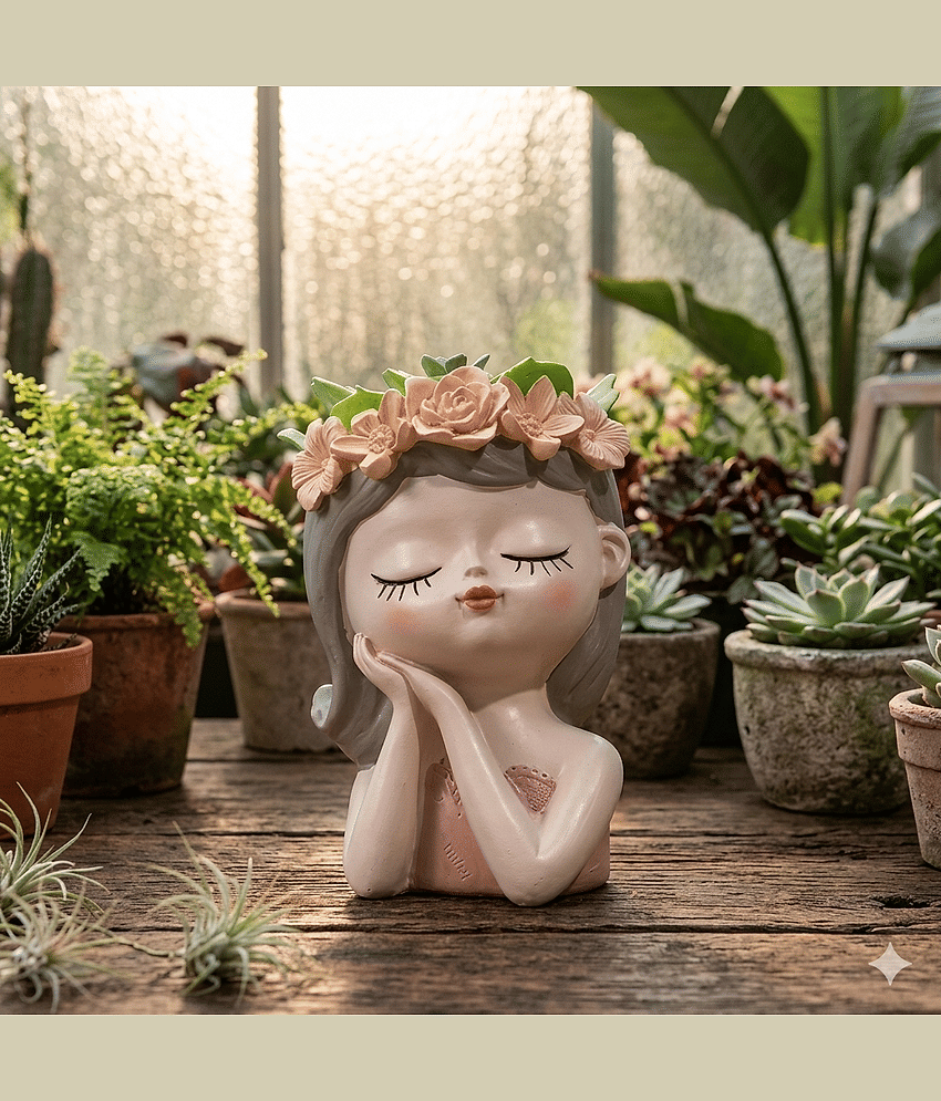 PICKARTME Sleeping Girl Head Face Chick Plant Pots, Elegant Women Bust Flower Vases, Succulent Cactus Planter Pots Indoor Living Room Home Office Desktop Decor