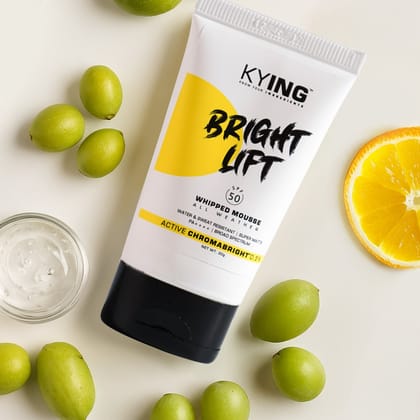 KYING Bright Lift Whipped Mousse SPF50, with Active Chromabright for Instant & Long Lasting Brighteness, 30g