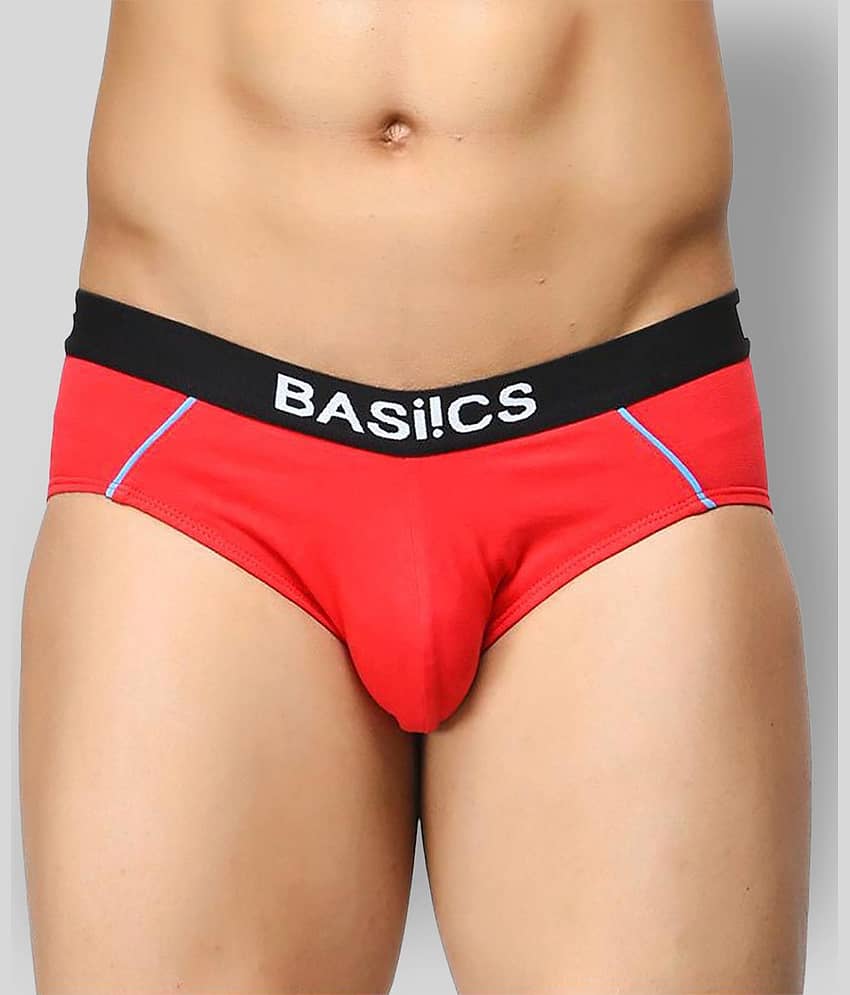 BASIICS By La Intimo Pack of 1 Cotton Briefs For Men's ( Red )