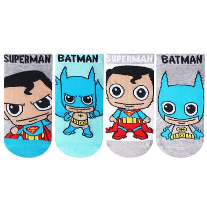 Chibi Batman & Superman Infant Unisex Socks-Pack Of 4 Assorted 6 - 12 Months