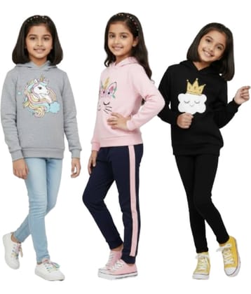 CRAZYON Pack of 3 Girls Cotton Blend Sweatshirt ( Multicolor )