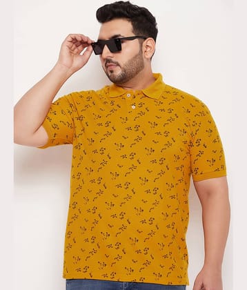 GET GOLF Pack of 1 Cotton Blend Regular Fit Printed Half Sleeves Men's Polo T Shirt ( Mustard )