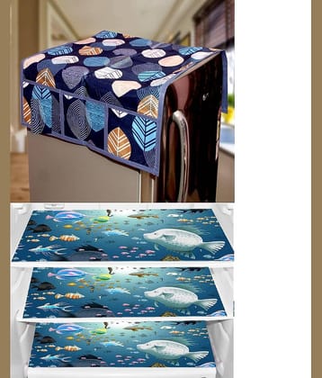 CreadCraft PVC Floral Fridge Mat & Cover ( 40 30 ) Pack of 4 - Multicolor