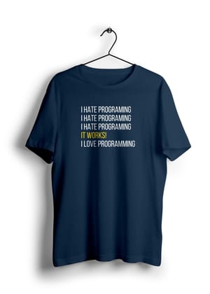 I hate programming Half Sleeve T-Shirt-Navy Blue / L