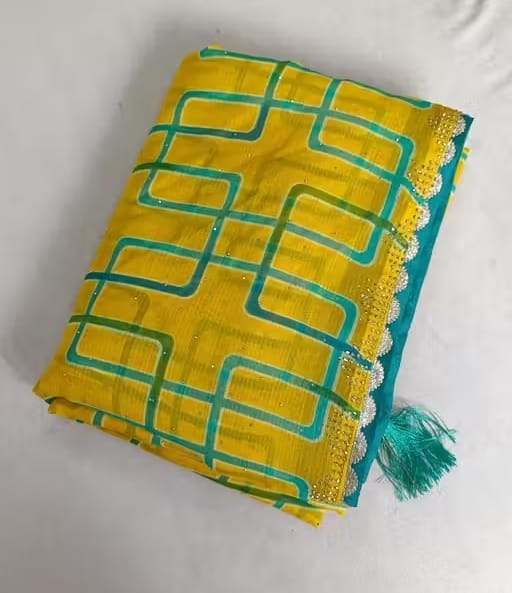 GORGETTE LEHARIYA PRINTED SAREE