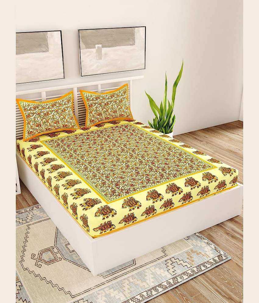 Uniqchoice Cotton King Bedsheet ( Yellow )