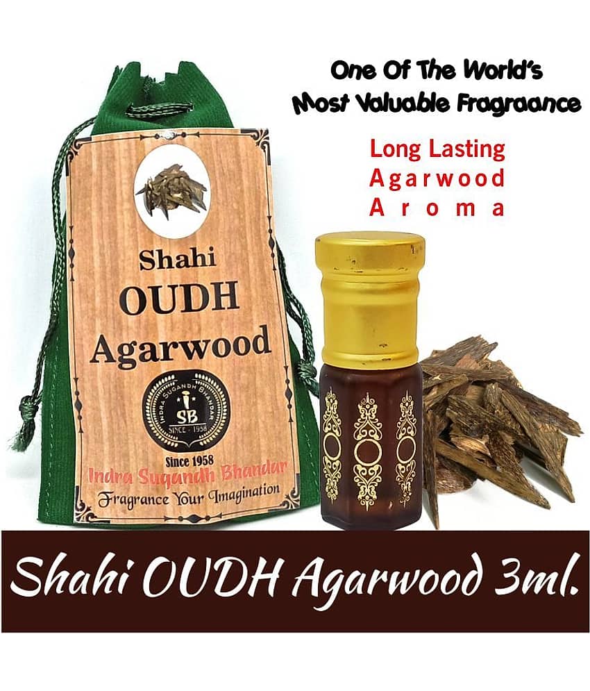 INDRA SUGANDH BHANDAR Attar For Men|Women World Best Oudh|Agarwood Grade 1 Shahi Oud Perfume 48 Hours Long Lasting Fragrance 3ml Rollon Wooden Pack